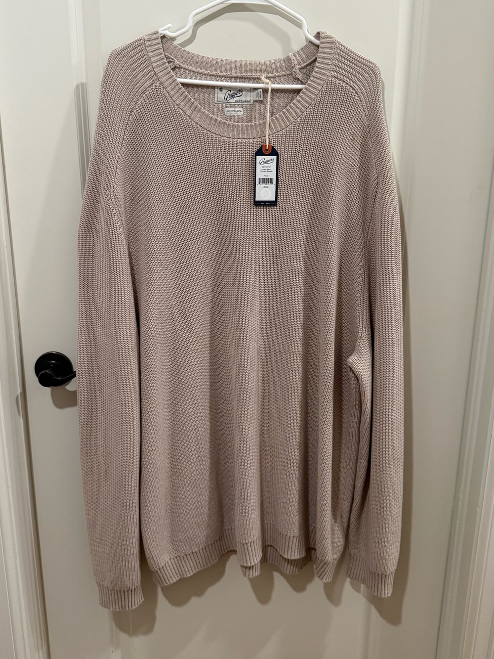 Men’s Grayers Shaker Stitch Crewneck Sweater Peyote Neutral XXL NWT